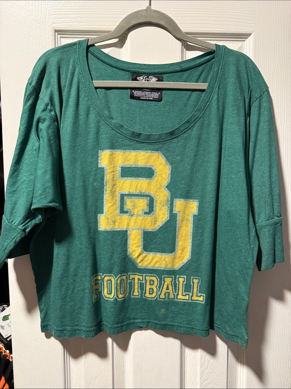 Women’s Green Baylor University Football Scoop Neck Top